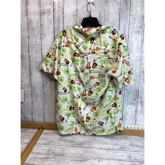 Resolution Clothing Men Hawaiian Shirt Medium Multi Funky Guitar Tropical - Picture 2 of 4